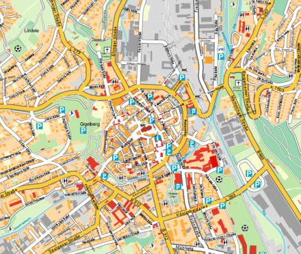 Bild vergrößern: Ausschnitt aus dem Stadtplan Biberach