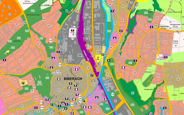 Bild vergrößern: Flächennutzungsplan Biberach - Auszug