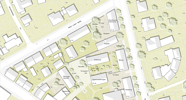 Bild vergrößern: Hechtkeller-Quartier - Lageplan mit Satteldach